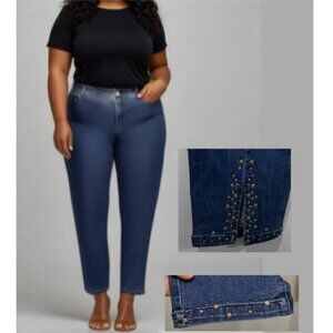 Laura Blue Crop Studded Ankle Jeans size 14